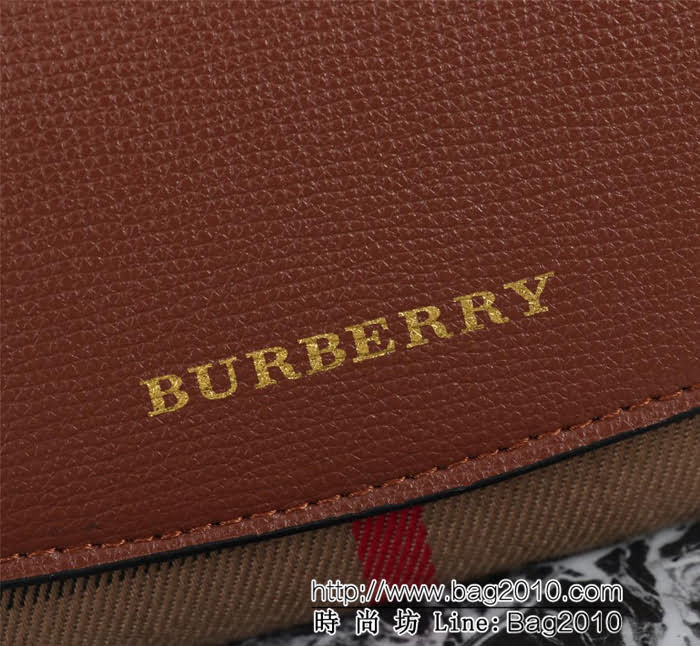 BURBERRY巴寶莉 專櫃品質 博柏利Horseferry 格紋拼皮革錢夾 可作為小型手袋單獨使用 2531  Bhq1158